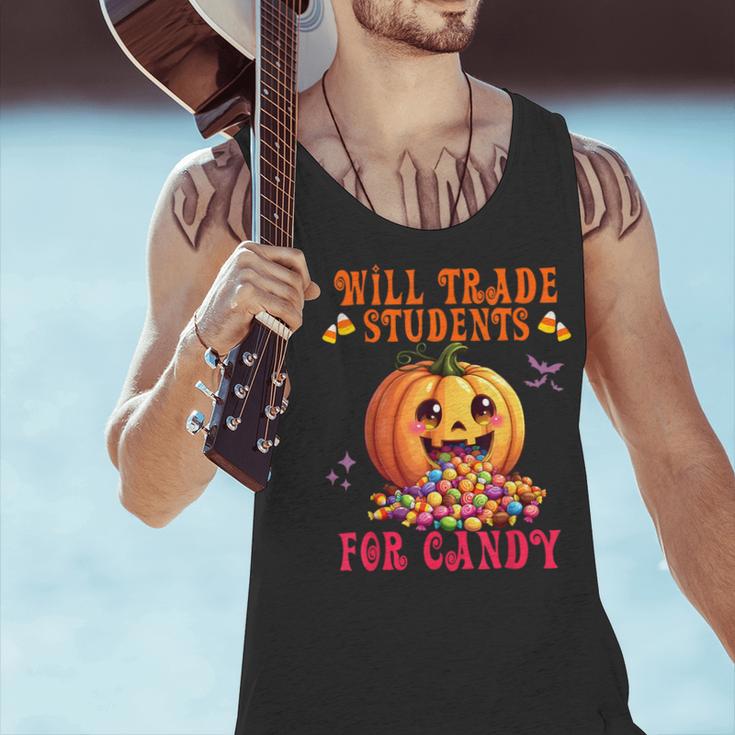 Will Trade Students For Candy Teacher Cute Halloween Pumpkin Men Tank Top, gift for family, gift for coworker Will Trade Students For Candy Teacher Cute Halloween Pumpkin Men Tank Top, gift for family, gift for coworker