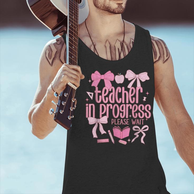 Women Teacher In Progress Coquette Pink Bow Future Teacher Men Tank Top, Future Teacher Tank Tops, gift for family, gift for coworker