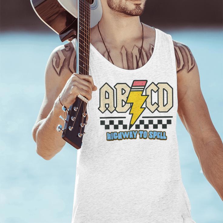 ABCD Highway To Spell Pencil Teacher & Student Font Me Men Tank Top, gift for family, gift for coworker ABCD Highway To Spell Pencil Teacher & Student Font Me Men Tank Top, gift for family, gift for coworker