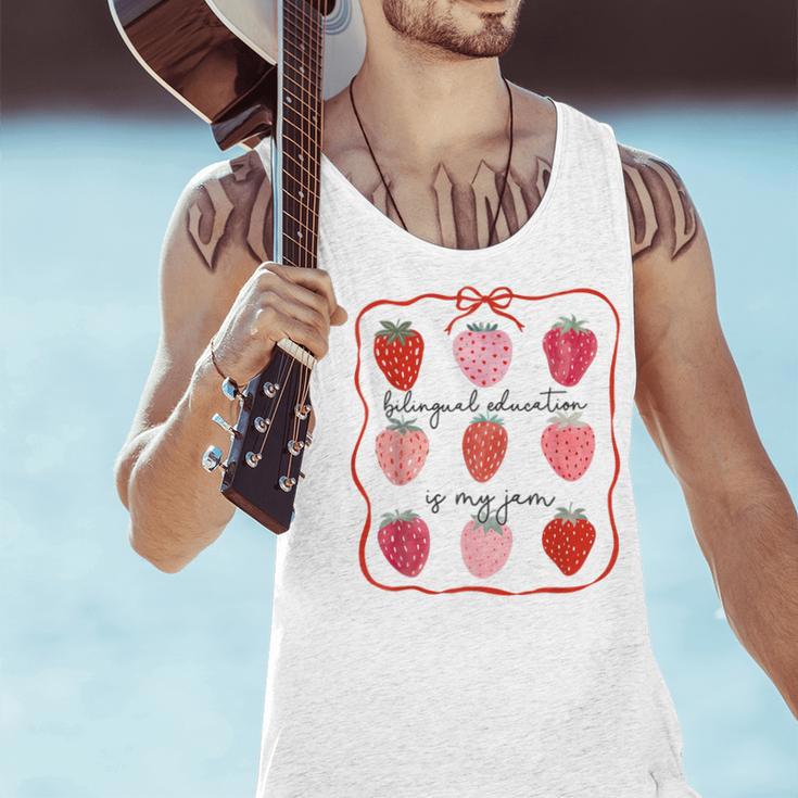 Bilingual Education Is My Jam Strawberry Spanish Teacher Men Tank Top, gift for family, gift for coworker Bilingual Education Is My Jam Strawberry Spanish Teacher Men Tank Top, gift for family, gift for coworker