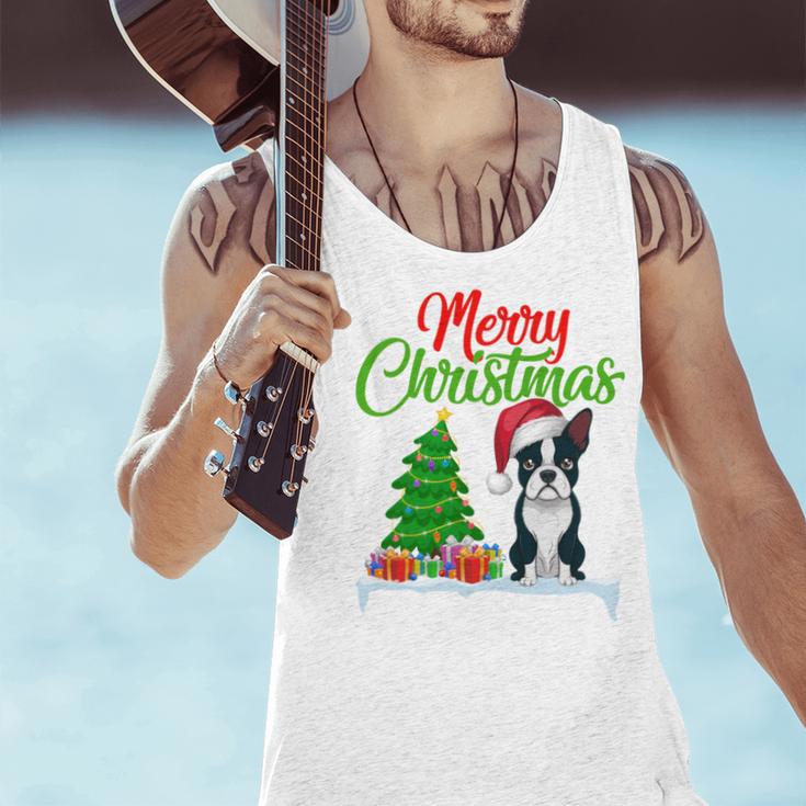Boston Terrier Christmas Tree Lights Xmas Dog Lover Men Tank Top