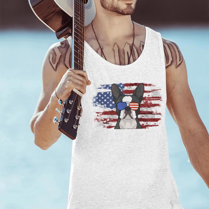 Boston Terrier Dad American Flag 4th Of July Dog Fathers Day Men Tank Top