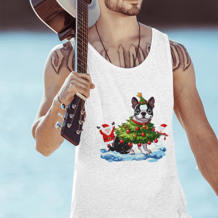 Boston Terrier Merry Christmas Tree Lights Dog X-Mas Dogs Men Tank Top