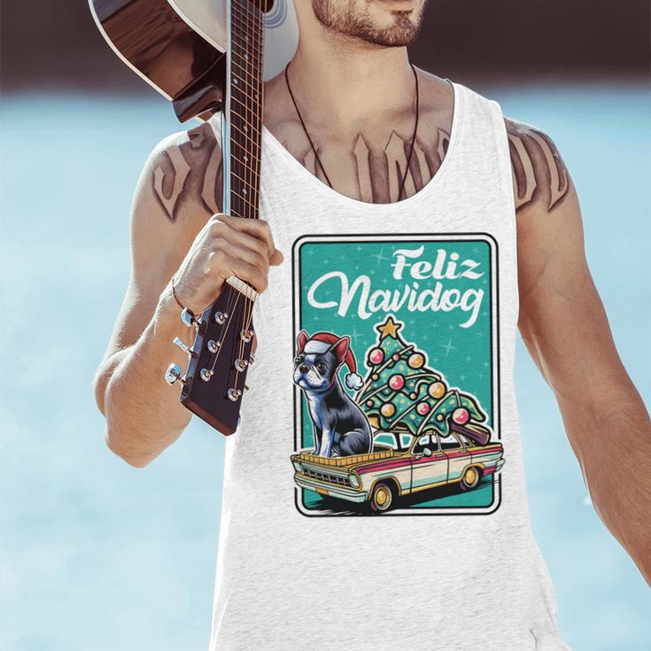 Boston Terrier Merry Christmas Tree Truck Dog X-Mas Men Tank Top