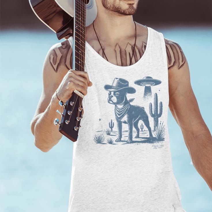 Boston Terrier UFO Cowboy Dog Dog Mom Dog Dad Alien Dog Men Tank Top, Boston Terrier Mom Tank Tops, Boston Terrier Dad Tank Tops, gift for family, gift for coworker