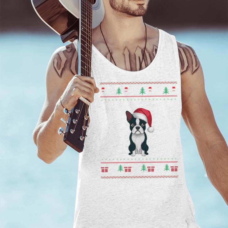 Boston Terrier Wearing Santa Hat Ugly Xmas Dog Lovers Men Tank Top