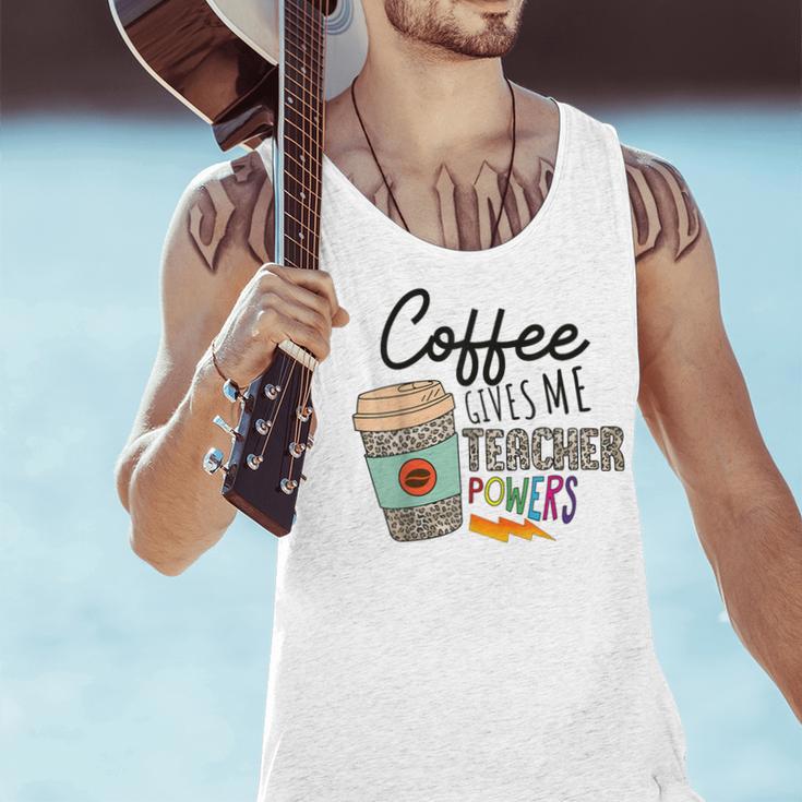 Coffee Gives Me Teacher Power Teacher Elementary Women Men Tank Top, gift for family, gift for coworker
