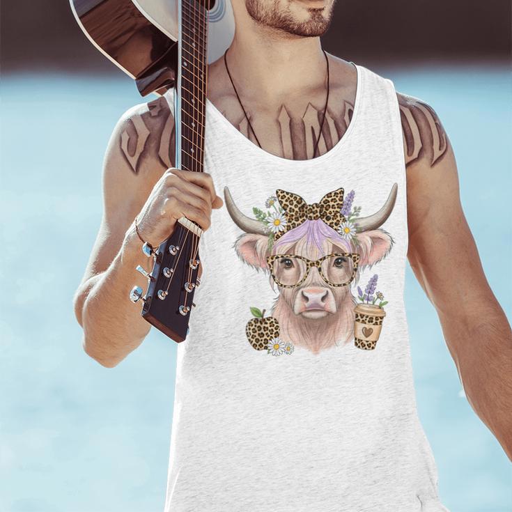 Cute Floral Highland Cow Back To School For Women Teacher Men Tank Top, gift for family, gift for coworker