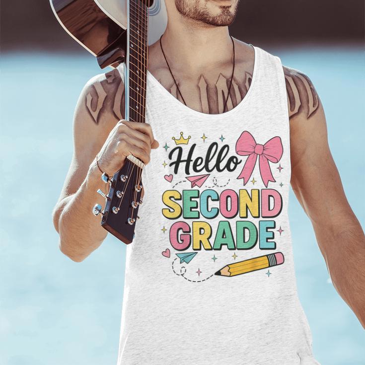 Cute Hello Second Grade Back To School Coquette Teacher Girl Men Tank Top, gift for family, gift for coworker Cute Hello Second Grade Back To School Coquette Teacher Girl Men Tank Top, gift for family, gift for coworker