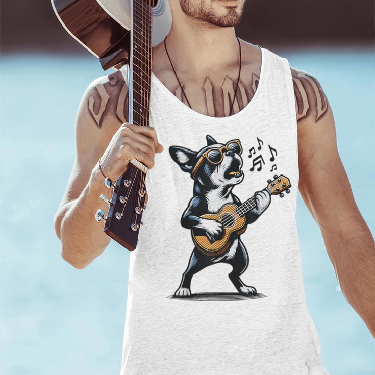 Dog Playing Guitar Singing Boston Terrier  For Men Women Girls Kids Men Tank Top