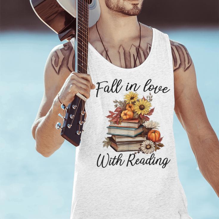 Fall In Love With Reading Book Autumn Teachers Pumpkins Men Tank Top, gift for family, gift for coworker Fall In Love With Reading Book Autumn Teachers Pumpkins Men Tank Top, gift for family, gift for coworker