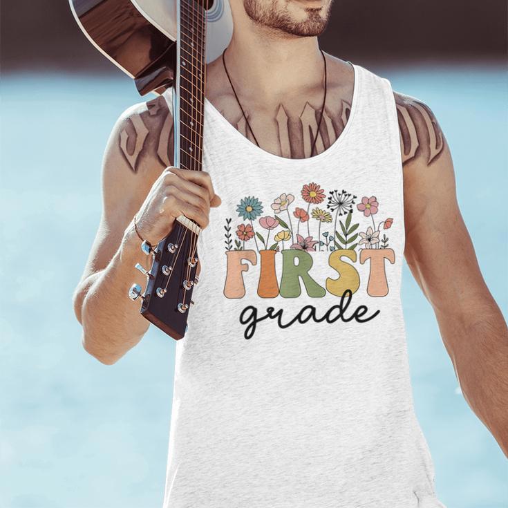 First Grade Teacher Wildflower Back To School Floral Outfits Men Tank Top, First Grade Teacher Tank Tops, gift for family, gift for coworker