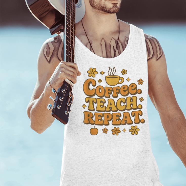 Groovy Coffee Teach Repeat Retro Teacher Men Tank Top, Groovy Teacher Tank Tops, gift for family, gift for coworker Groovy Coffee Teach Repeat Retro Teacher Men Tank Top, Groovy Teacher Tank Tops, gift for family, gift for coworker