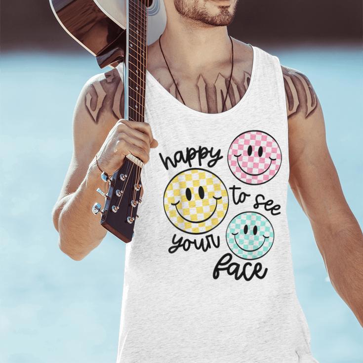 Happy To See Your Face Smile Face Teacher Back To School Men Tank Top, gift for family, gift for coworker