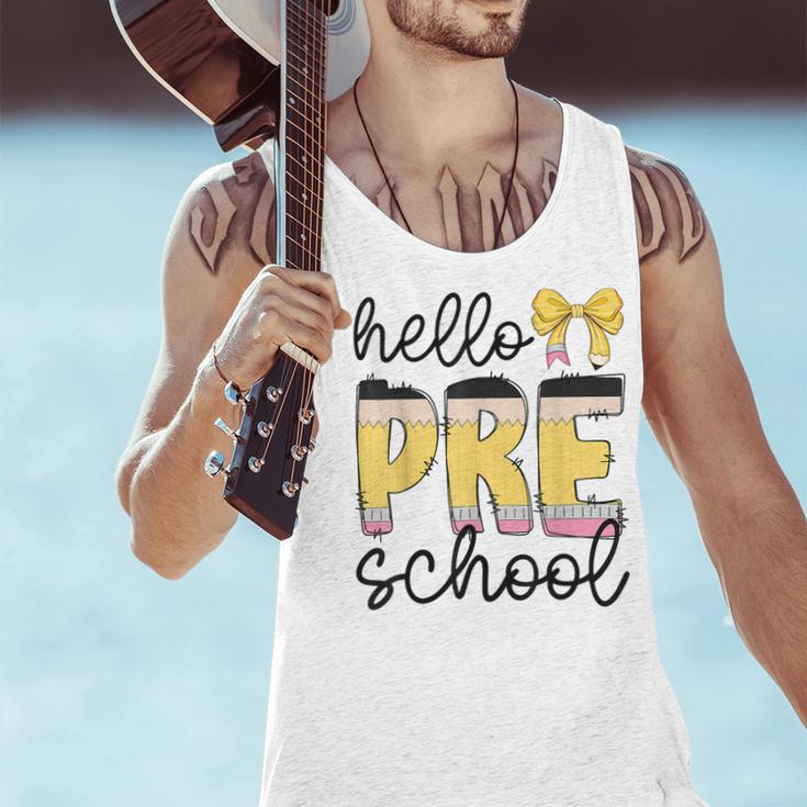 Hello Pre-K Preschool Back To School First Day Teacher Kids Men Tank Top, gift for family, gift for coworker Hello Pre-K Preschool Back To School First Day Teacher Kids Men Tank Top, gift for family, gift for coworker