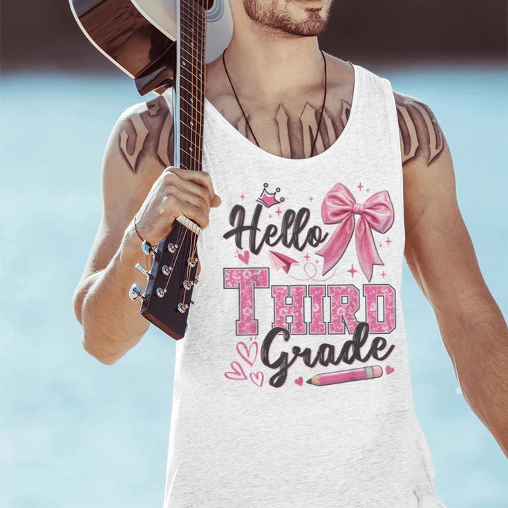 Hello Third Grade First Day Of School Coquette Teacher Girl Men Tank Top, First Grade Teacher Tank Tops, gift for family, gift for coworker