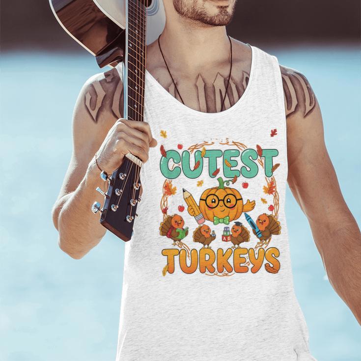 Humor I Teach The Cutest Turkeys Thanksgiving Teacher Men Tank Top, gift for family, gift for coworker
