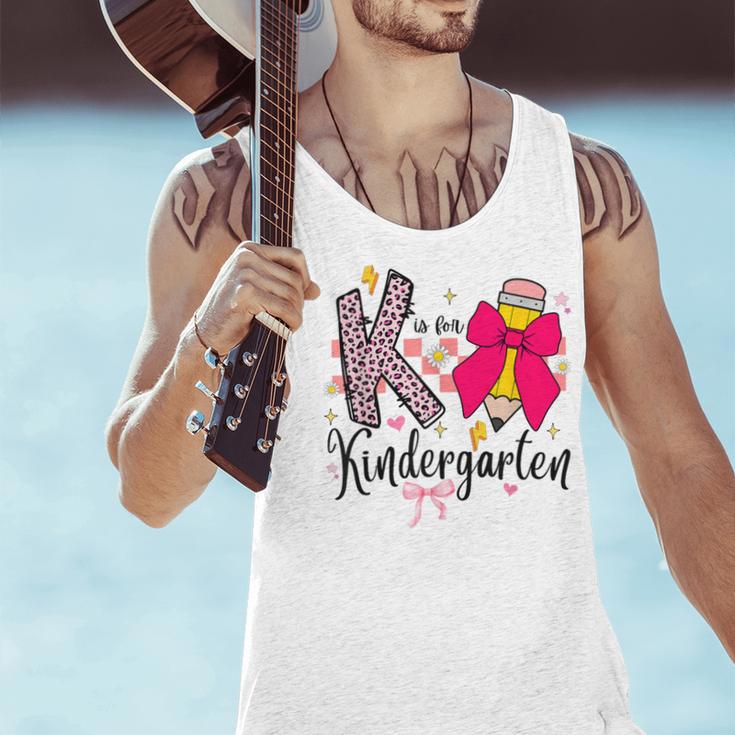 K Is For Kindergarten Teacher Coquette Bow Back To School Men Tank Top, gift for family, gift for coworker K Is For Kindergarten Teacher Coquette Bow Back To School Men Tank Top, gift for family, gift for coworker
