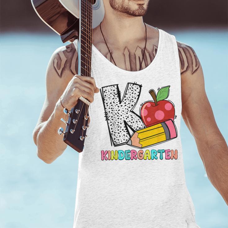 K Is For Kindergarten Teacher Pencil Apple Back To School Men Tank Top, gift for family, gift for coworker K Is For Kindergarten Teacher Pencil Apple Back To School Men Tank Top, gift for family, gift for coworker