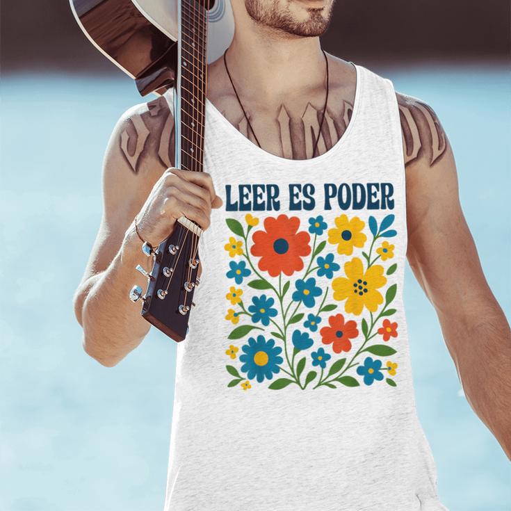 Leer Es Poder Cute Floral Boho Spanish Teacher Reading Men Tank Top, gift for family, gift for coworker Leer Es Poder Cute Floral Boho Spanish Teacher Reading Men Tank Top, gift for family, gift for coworker