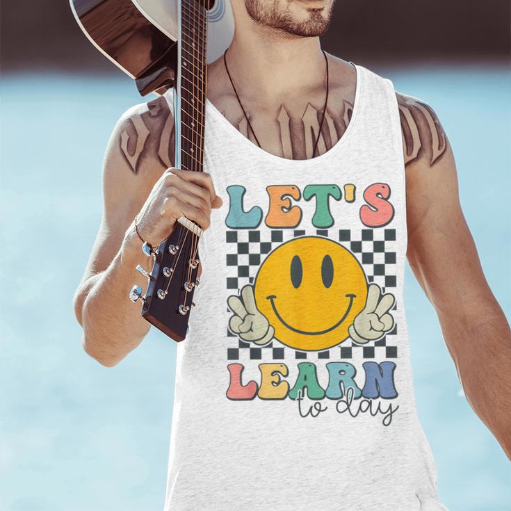 Let's Learn Today Smile Face Back To School For Teacher Kids Men Tank Top, gift for family, gift for coworker
