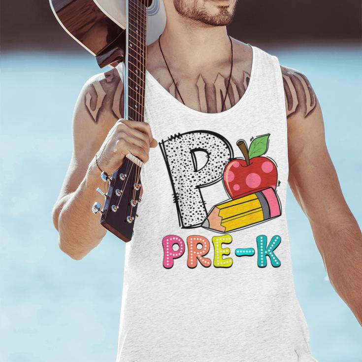 P Is For Pre-K Teacher Pencil Apple Back To School Men Tank Top, gift for family, gift for coworker P Is For Pre-K Teacher Pencil Apple Back To School Men Tank Top, gift for family, gift for coworker
