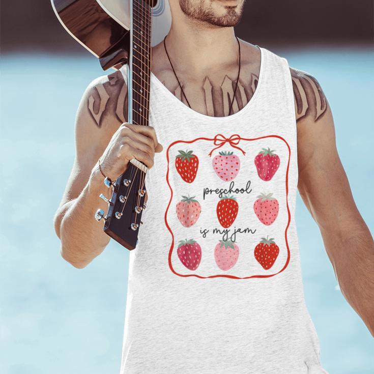 Preschool Is My Jam Strawberry Teacher First Day Of School Men Tank Top, gift for family, gift for coworker