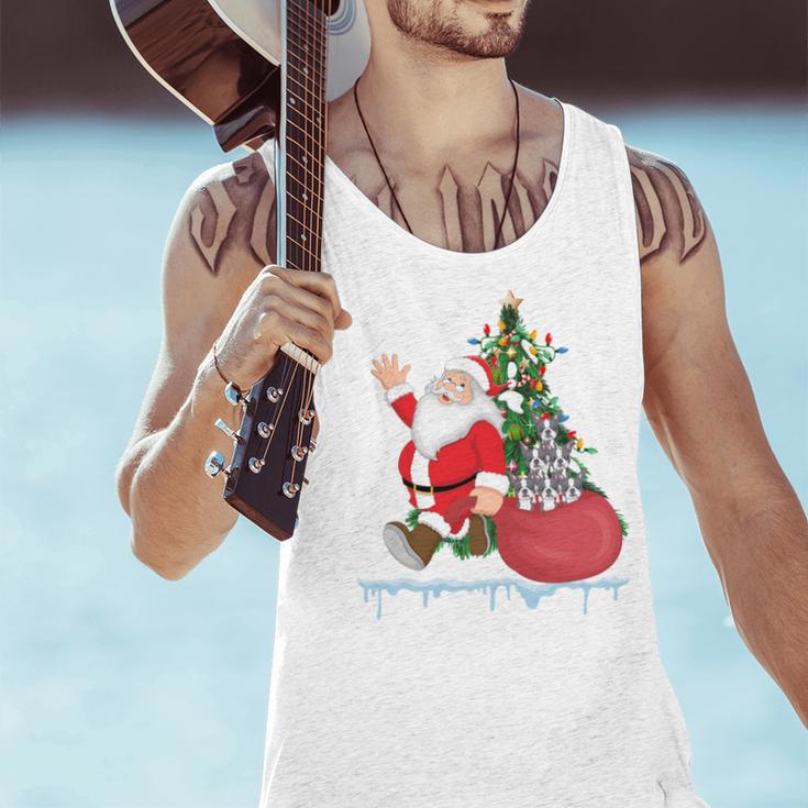 Santa Ugly Christmas Tree Lights Boston Terrier Dog Lover Men Tank Top