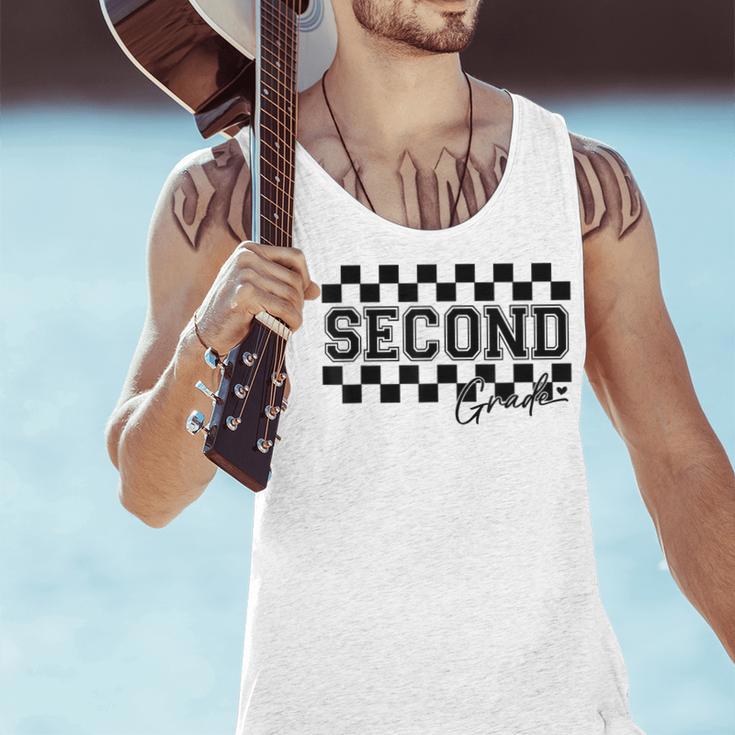 Second Grade Checkered Teacher 1st Day Back To School Women Men Tank Top, gift for family, gift for coworker