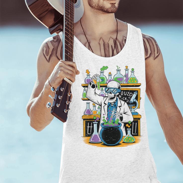 Skeleton Mad Scientist Halloween Costume Science Teacher Men Tank Top, Science Teacher Tank Tops, gift for family, gift for coworker