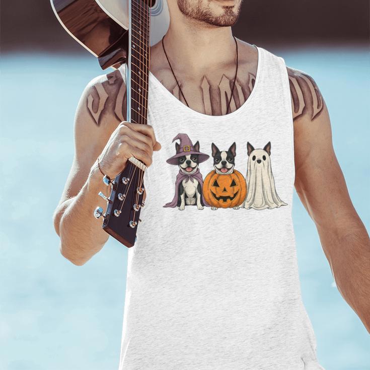 Spooky Ghost Boston Terrier Pumpkin Halloween Dog Lover Men Tank Top