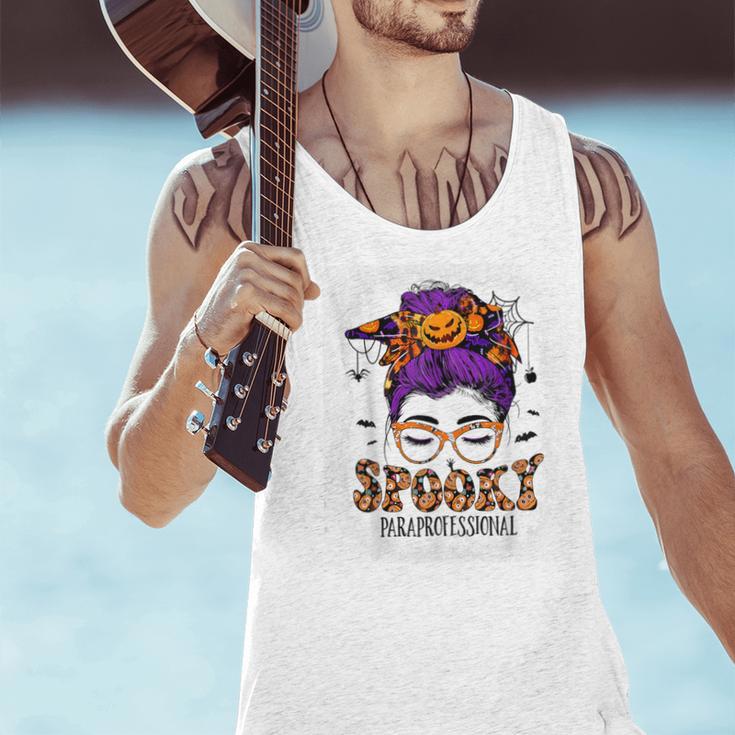 Spooky Paraprofessional Life Halloween Messy Bun Teacher For Men Women Men Tank Top, gift for family, gift for coworker