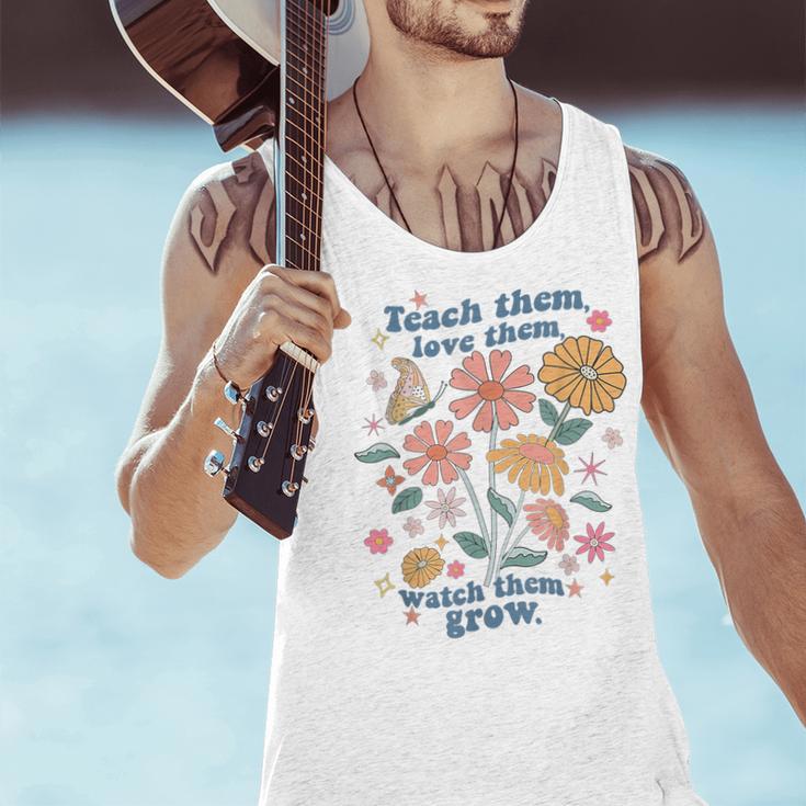 Teach Them Love Them Watch Them Grow Retro Teacher Floral Men Tank Top, gift for family, gift for coworker Teach Them Love Them Watch Them Grow Retro Teacher Floral Men Tank Top, gift for family, gift for coworker