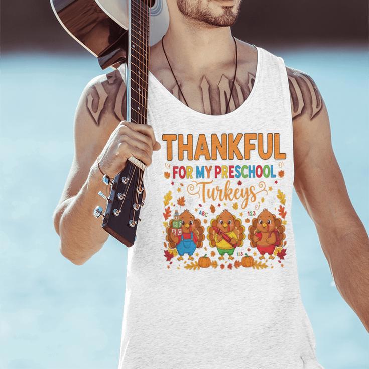 Teach Thanksgiving Teacher Thankful For My Preschool Turkeys Men Tank Top, gift for family, gift for coworker