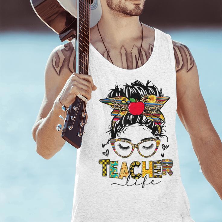 Teacher Life Messy Bun Glasses Leopard Sunflower Men Tank Top, gift for family, gift for coworker Teacher Life Messy Bun Glasses Leopard Sunflower Men Tank Top, gift for family, gift for coworker