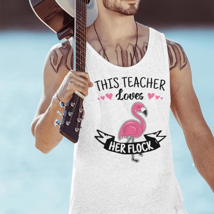This Teacher Loves Her Flock Cute Flamingo Teacher Men Tank Top, gift for family, gift for coworker