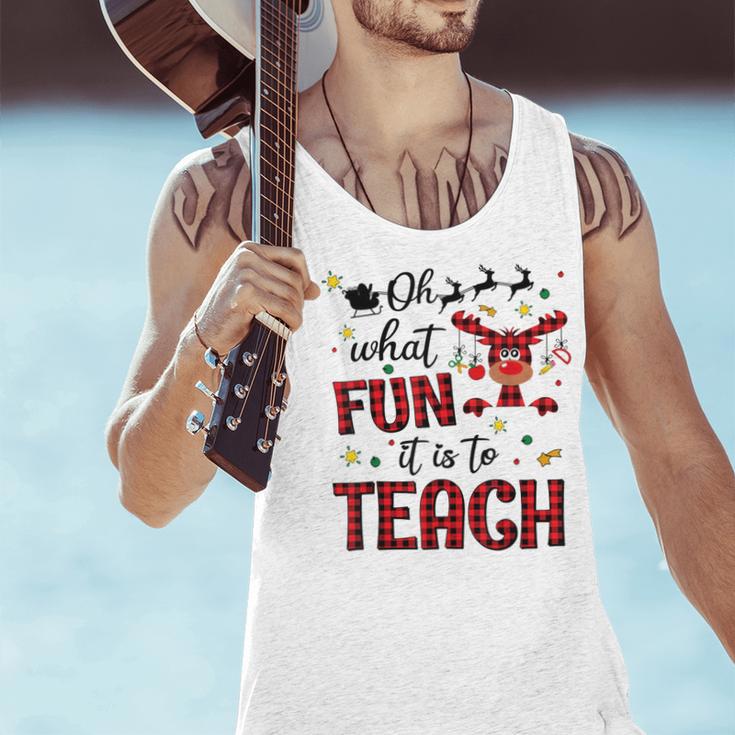 Teachers Oh What Fun It Is To Teach Cute Red Plaid Reindeer Men Tank Top, gift for family, gift for coworker Teachers Oh What Fun It Is To Teach Cute Red Plaid Reindeer Men Tank Top, gift for family, gift for coworker