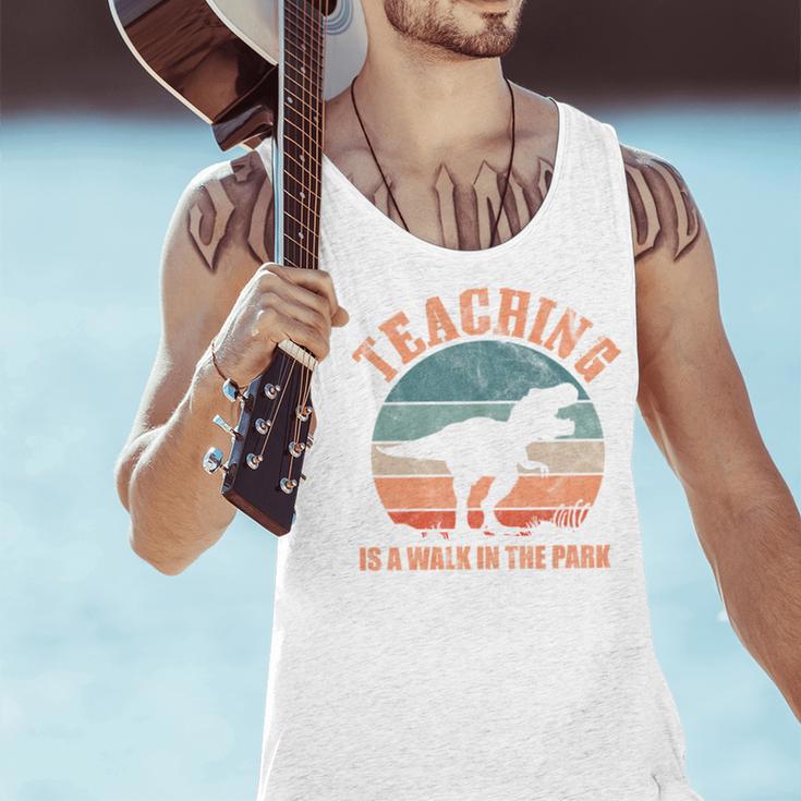 Teaching Is A Walk In The Park Teacher T-Rex Retro Men Tank Top, gift for family, gift for coworker Teaching Is A Walk In The Park Teacher T-Rex Retro Men Tank Top, gift for family, gift for coworker