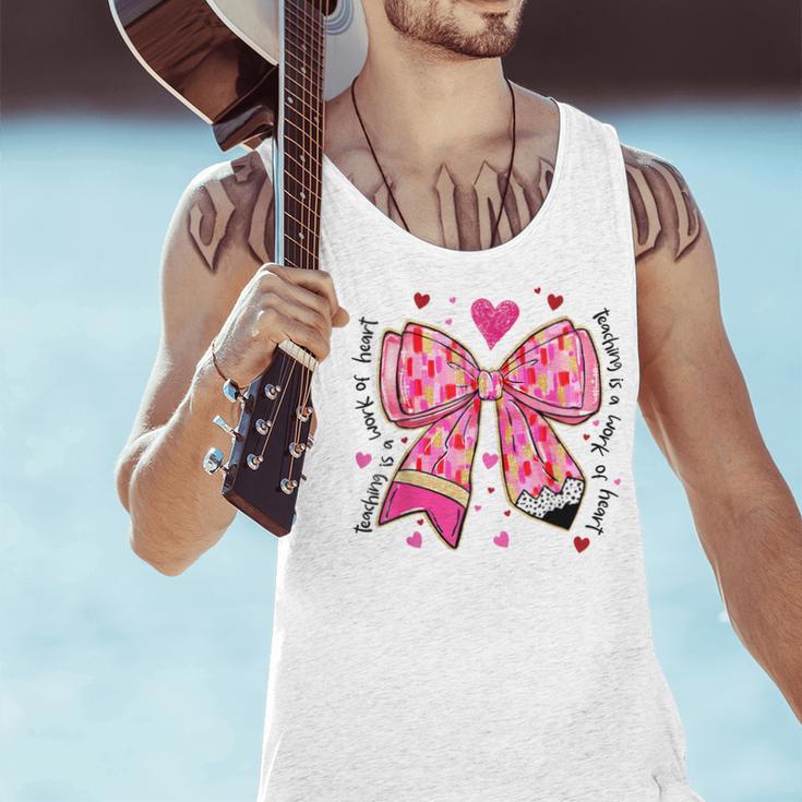 Teaching Is A Work Of Heart Pencil Bow Teacher Valentine Men Tank Top, gift for family, gift for coworker Teaching Is A Work Of Heart Pencil Bow Teacher Valentine Men Tank Top, gift for family, gift for coworker