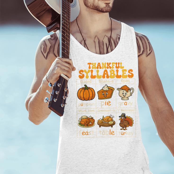 Thankful Syllables Teacher Thanksgiving Educational Kids Men Tank Top, gift for family, gift for coworker Thankful Syllables Teacher Thanksgiving Educational Kids Men Tank Top, gift for family, gift for coworker