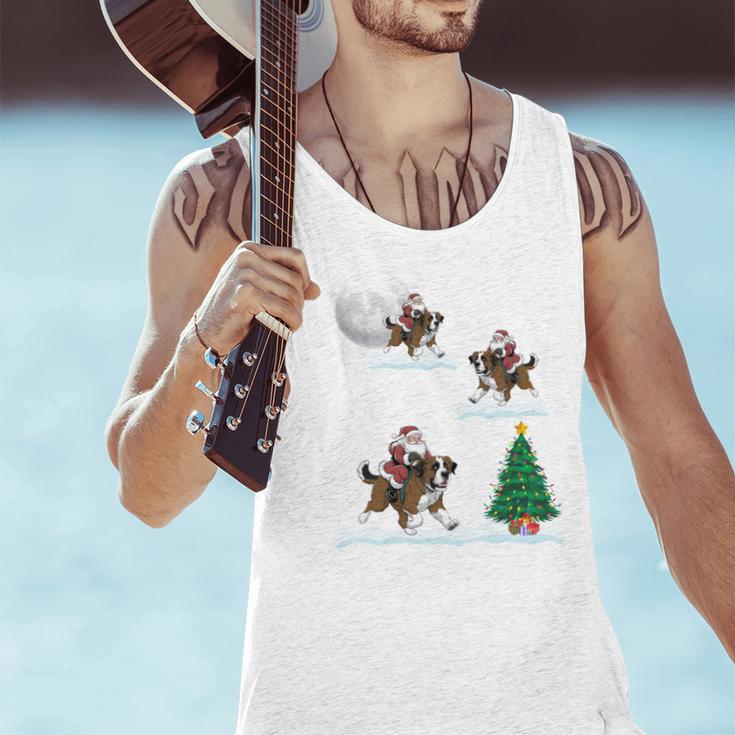 Xmas Lighting Tree Santa Riding Boston Terrier Christmas Men Tank Top