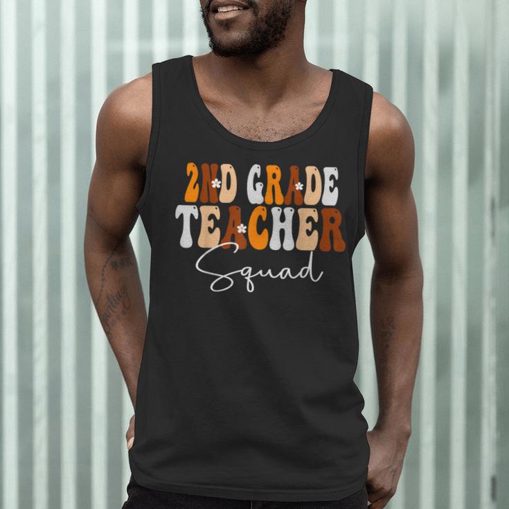 2nd Grade Teacher Squad Cute Women Groovy Fall Autumn Lovers Men Tank Top, novelty gifts, funny gifts