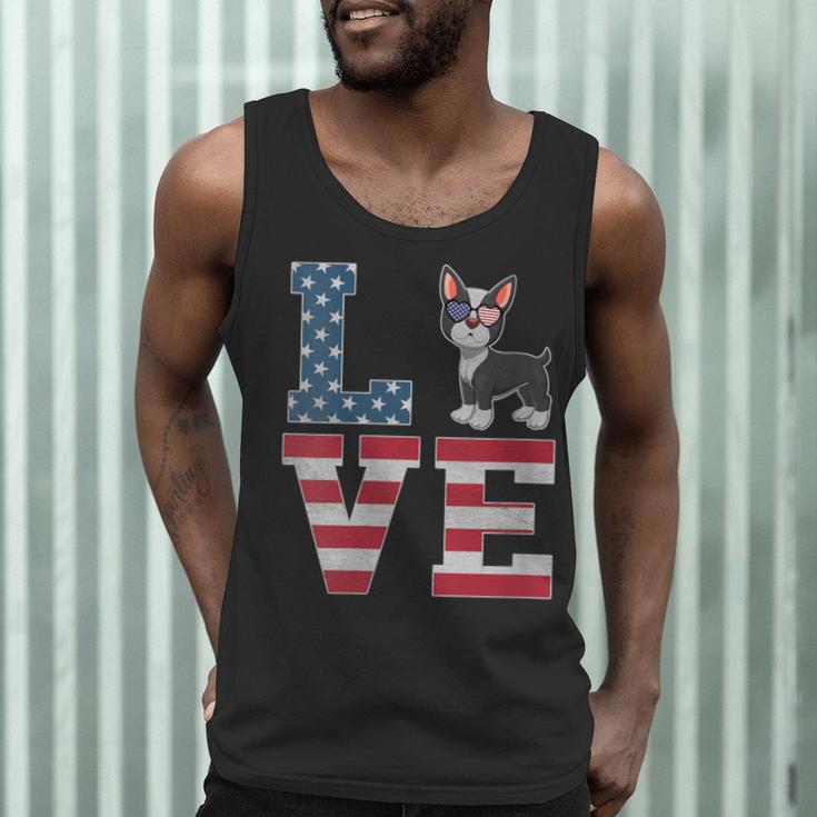 4th Of July Decor Patriotic LOVE Boston Terrier USA Flag Men Tank Top, novelty gifts, funny gifts