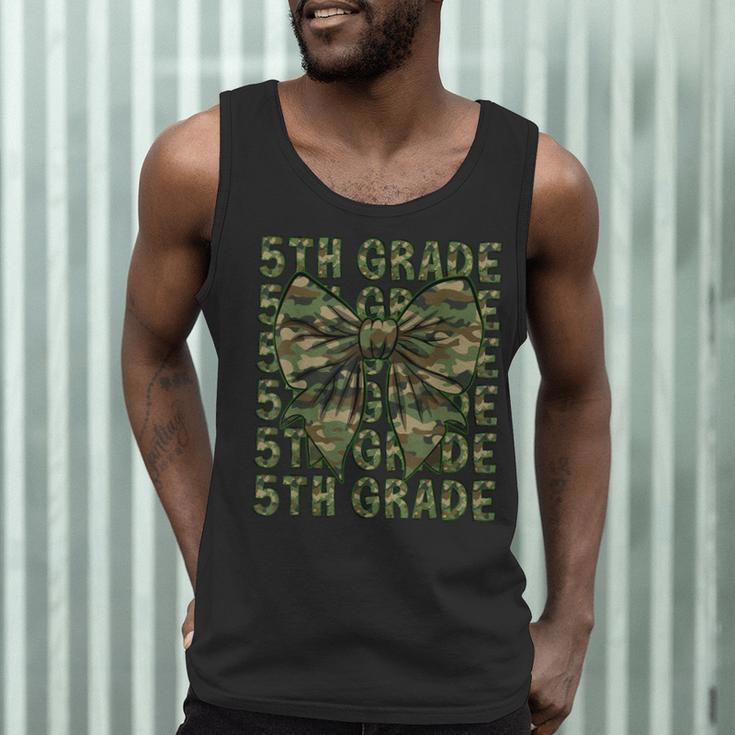 5th Grade Teacher Student Camo Bow Back To School Men Tank Top, novelty gifts, funny gifts