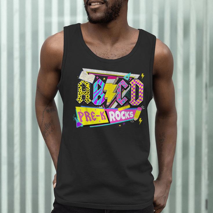 ABCD Pre-K Rocks Back To School PreK Kindergarten Teacher Men Tank Top, novelty gifts, funny gifts