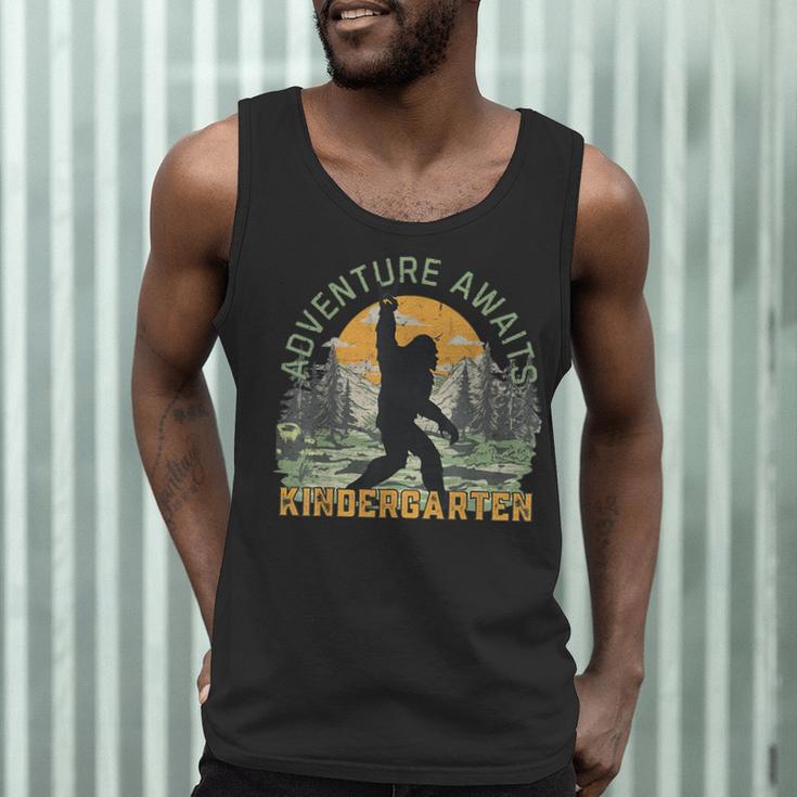 Adventure Awaits Bigfoot Teacher Kindergarten Back To School Men Tank Top, novelty gifts, funny gifts
