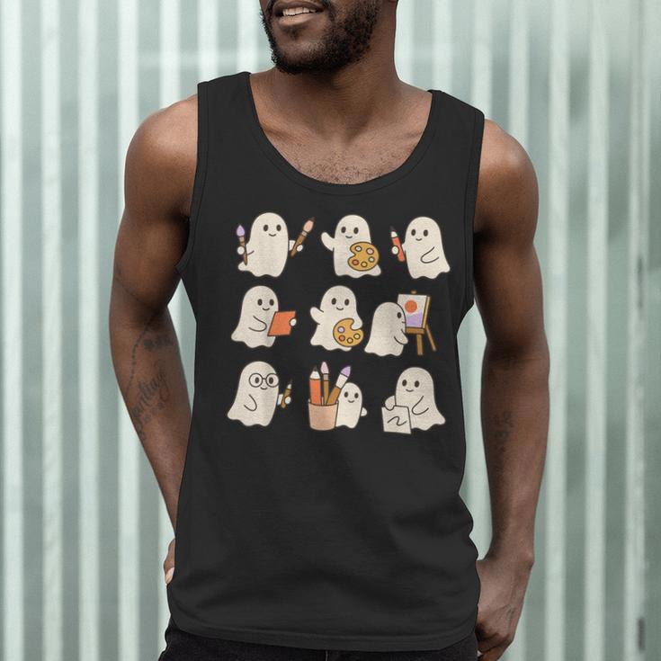 Art Teacher Ghost Halloween Artists Painter Teacher Spooky Men Tank Top, novelty gifts, funny gifts