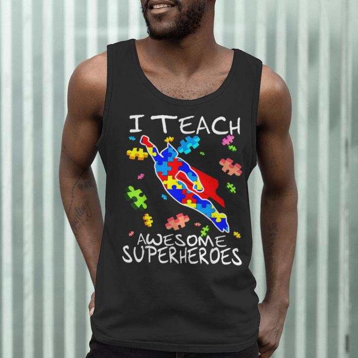 Autism Awareness Teacher I Teach Awesome Superheroes Men Tank Top, novelty gifts, funny gifts