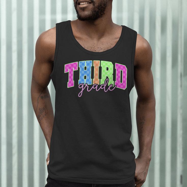 Back To School Neon Checkered Third Grade Colorful Teacher Men Tank Top, novelty gifts, funny gifts Back To School Neon Checkered Third Grade Colorful Teacher Men Tank Top, novelty gifts, funny gifts