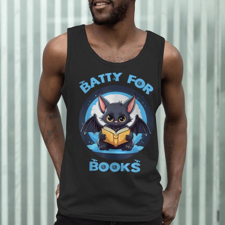 Batty About Books Lover Teacher Librarian Bookish Halloween For Men Women Kids Men Tank Top, novelty gifts, funny gifts